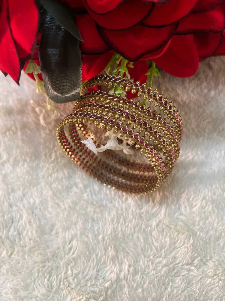 Ruby &amp; Gold Indian Bangles