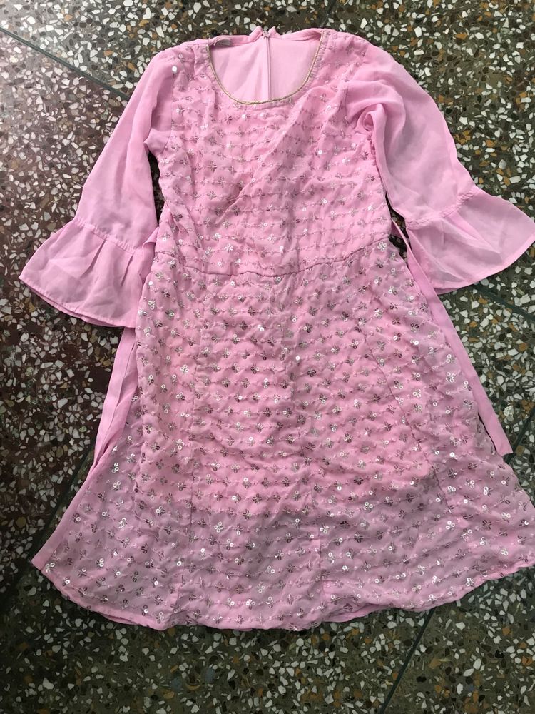 Pink Embellished Kurta