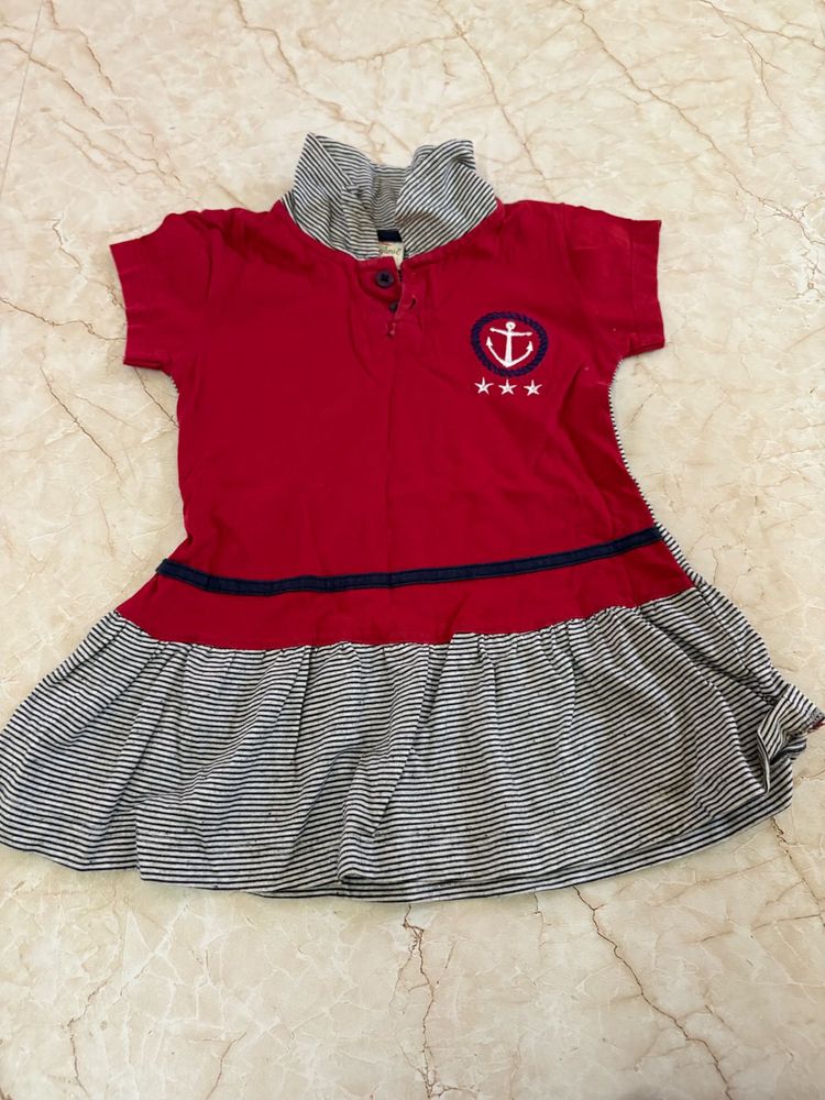 Red &amp; Navy Nautical Dress for girl baby