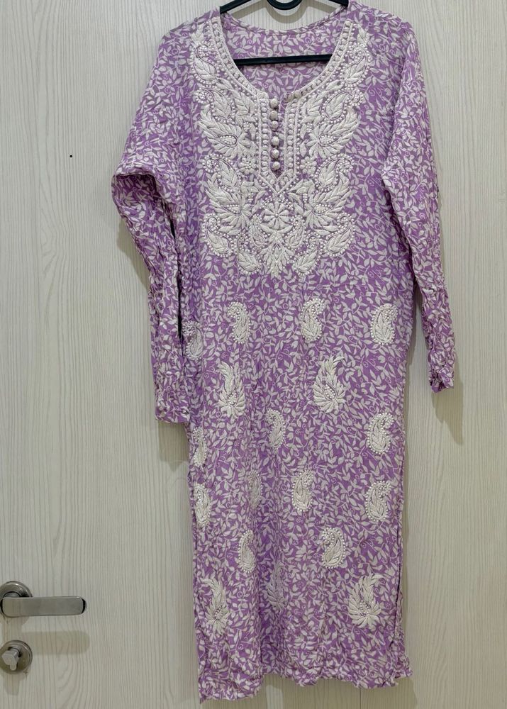 Lucknowi Chikan full sleeve kurti
