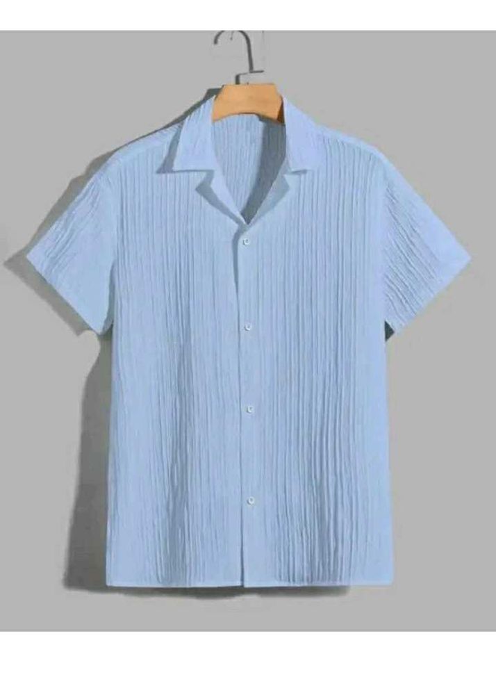 Blue Textured Casual Shirt