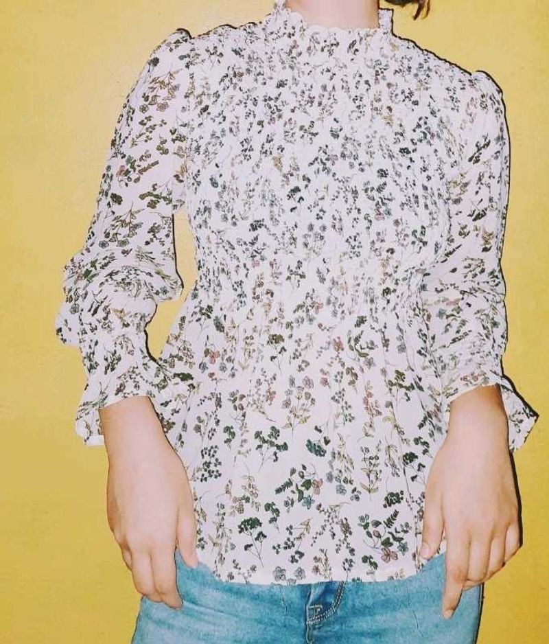 Floral Print Chiffon Top