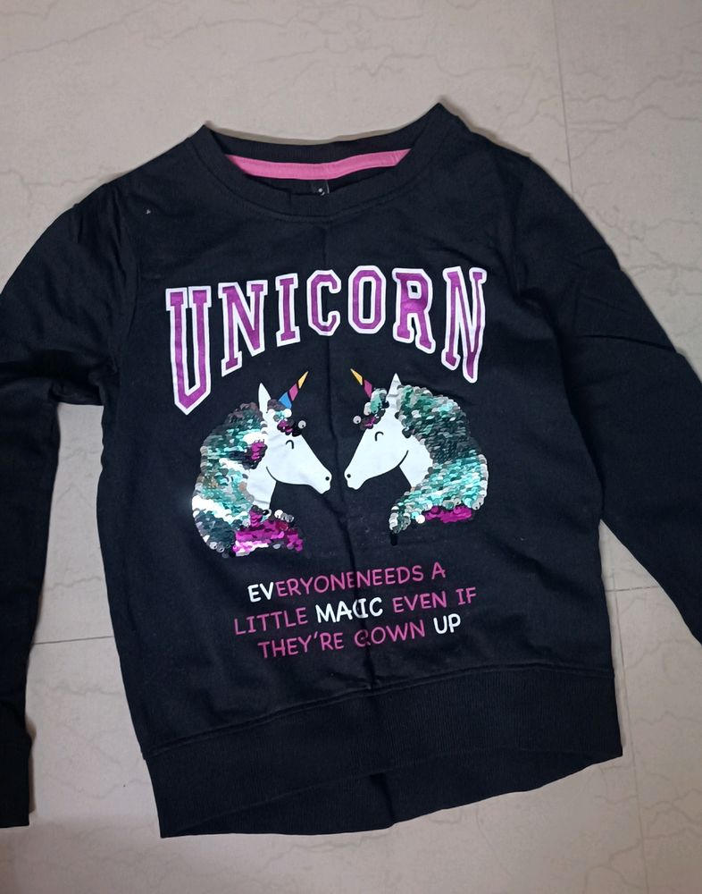 Black Unicorn Top With Sequins