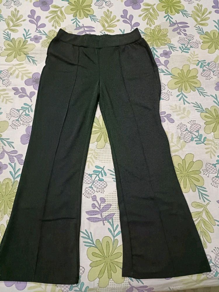 black skin fit bell bottom trouser