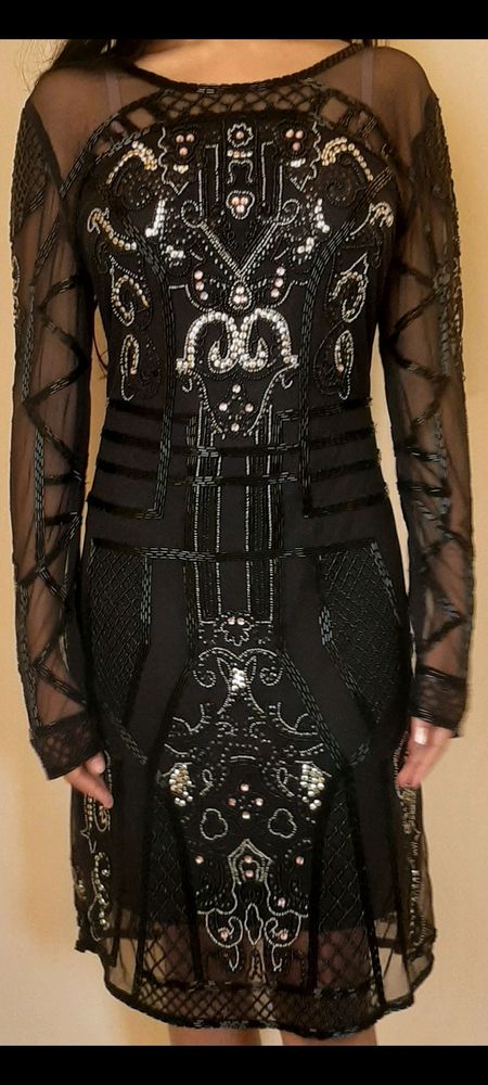 Sheer Black Embroidered Dress