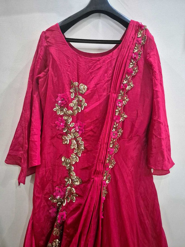 Fuschia Pink Elegant Ethnic Gown
