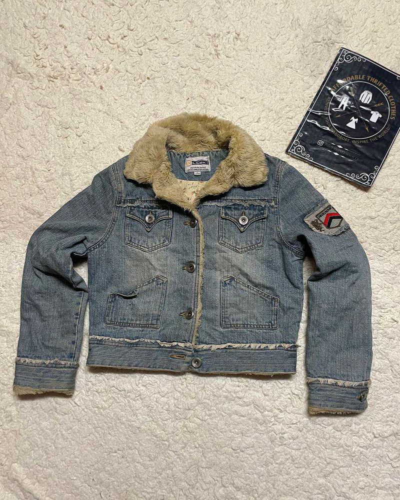 Denim Jacket w/ Fur Collar