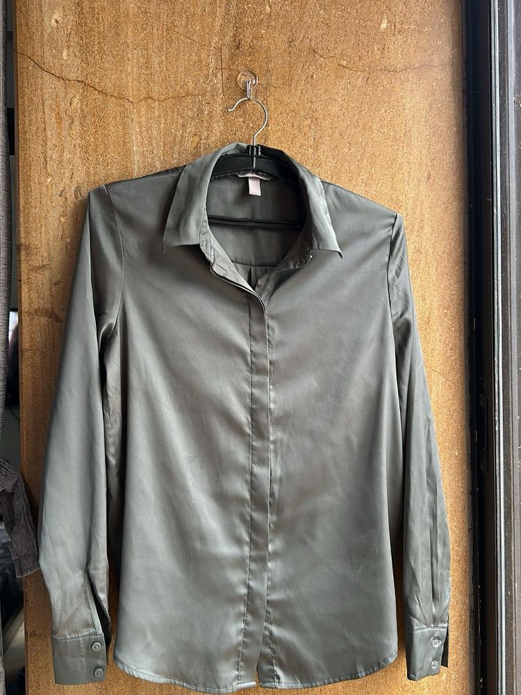 Satin Olive Green Shirt