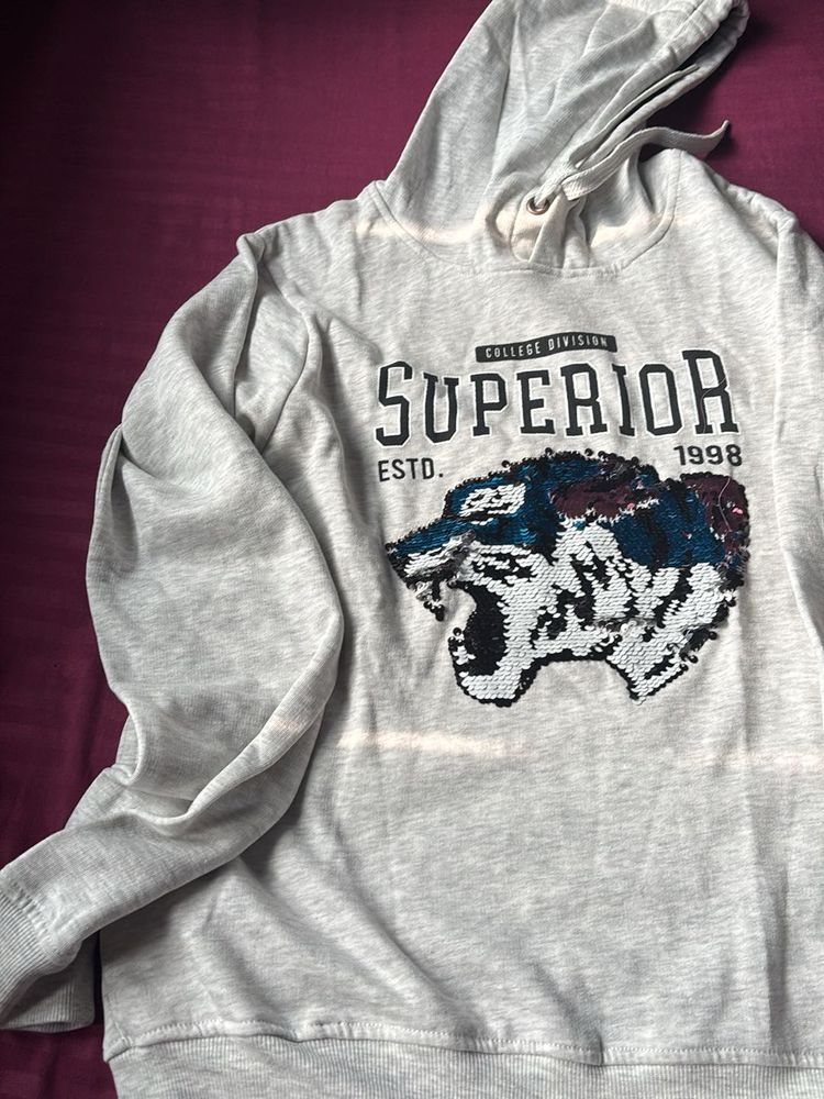 Grey 'Superior' Graphic Hoodie