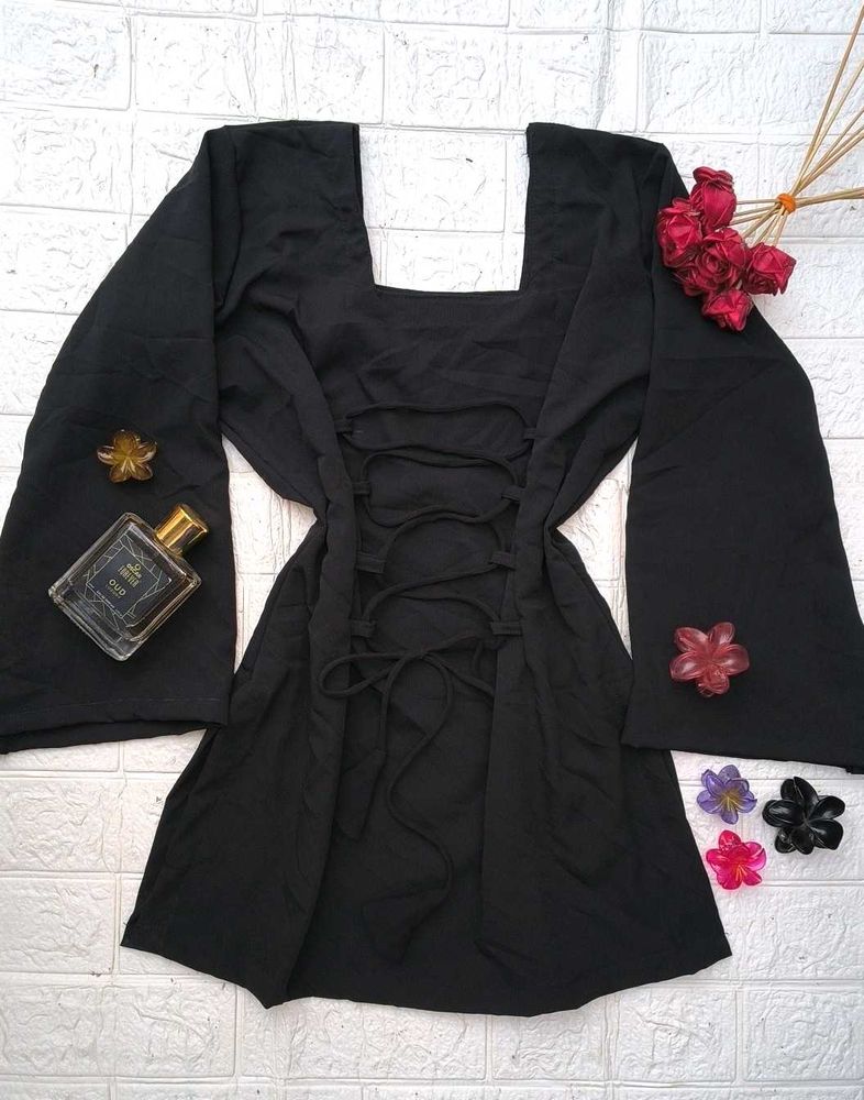 Corset Back Black Kurti 🖤