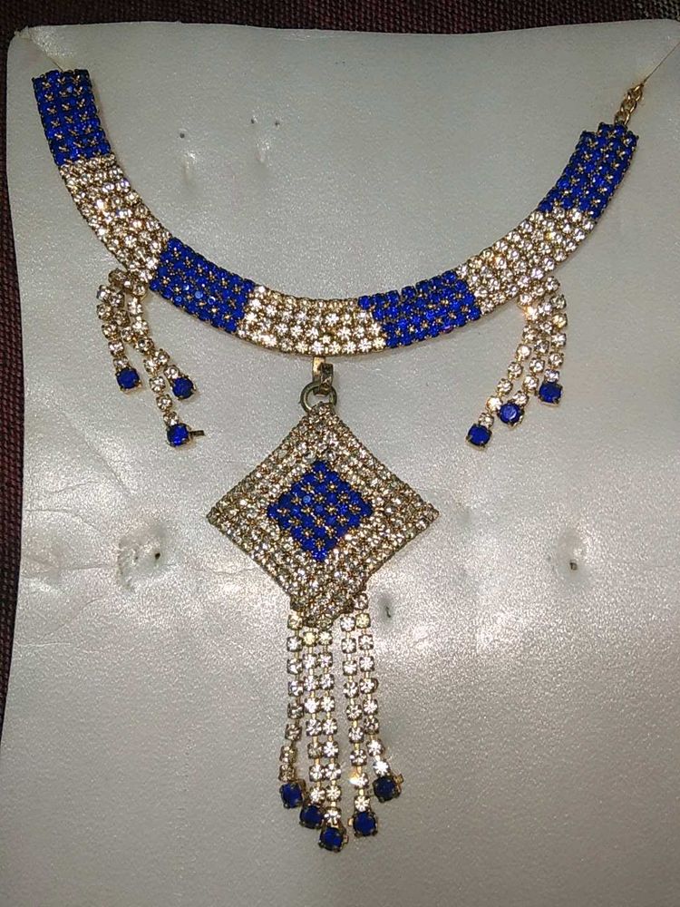 Blue &amp; Silver Rhinestone Necklace