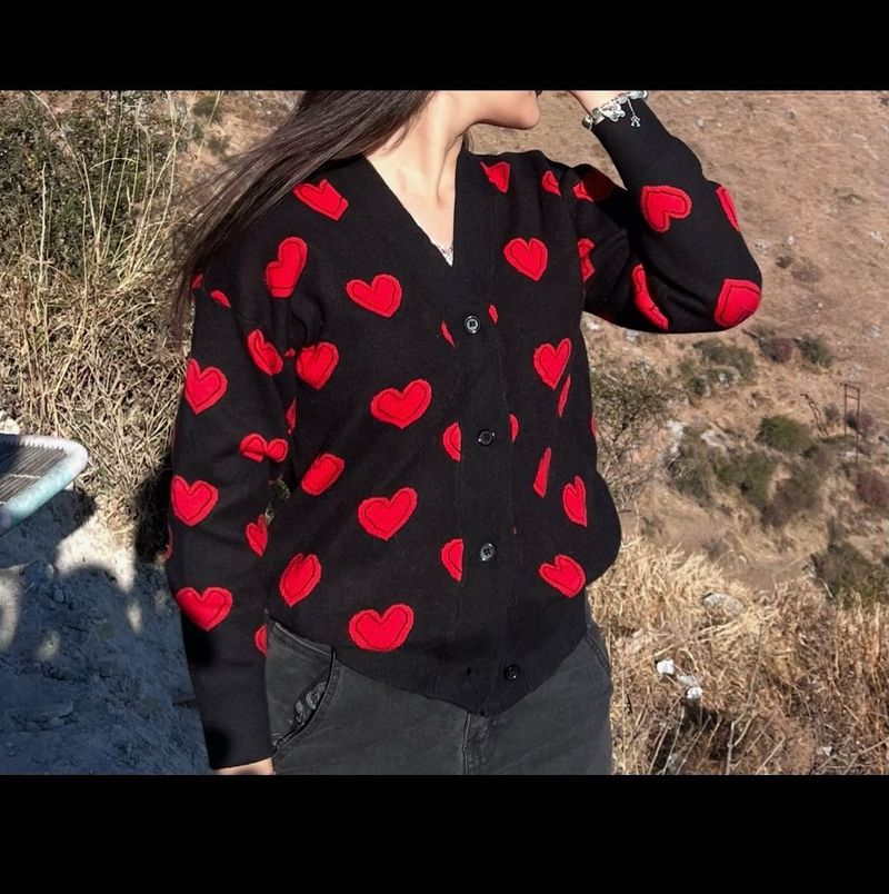 Heart Print Cardigan