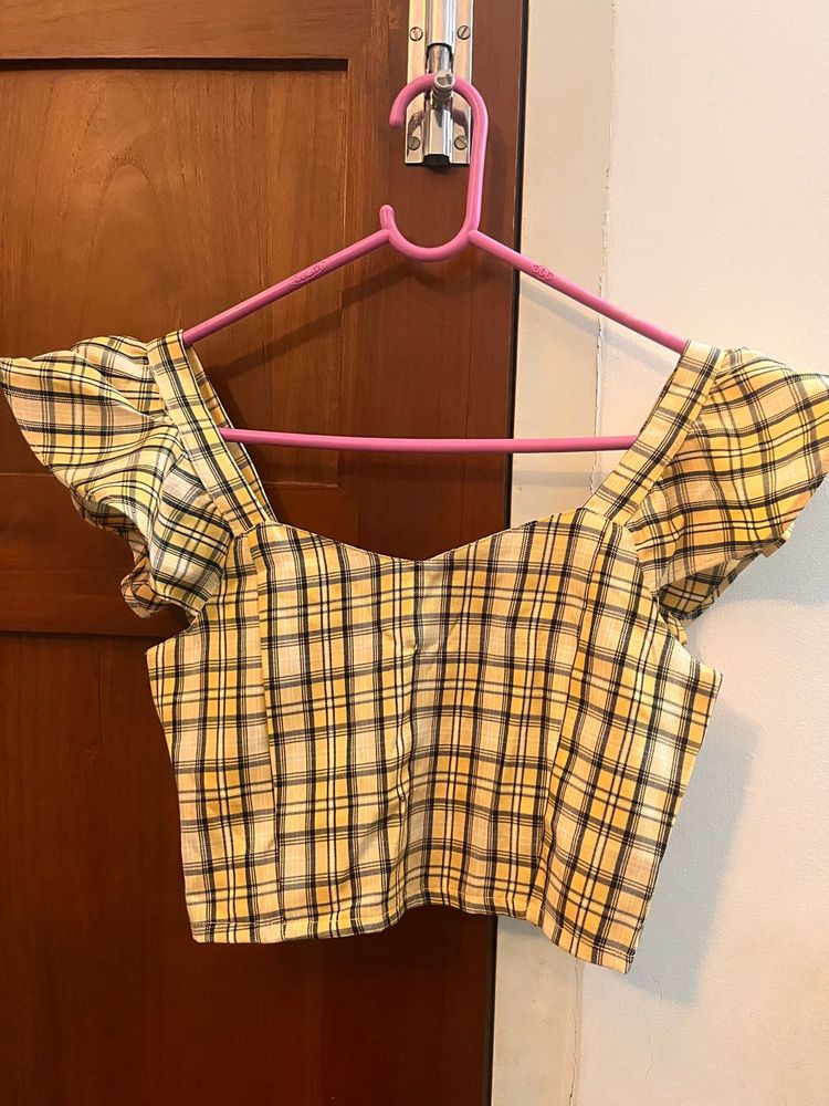 Yellow Checkered Crop Top – Ginger by Lifestyle