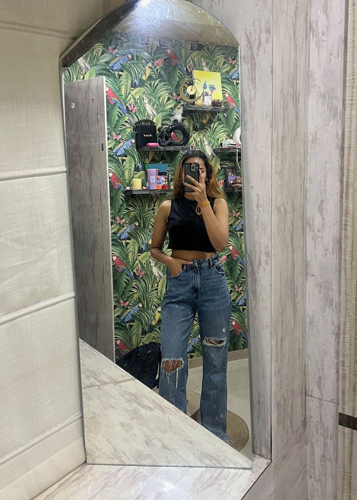 Ripped Wide Leg Jeans