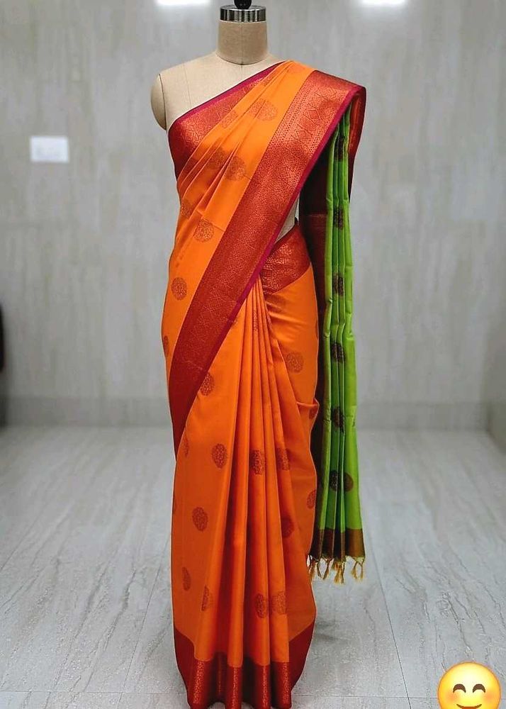 Elegant Orange Silk Saree