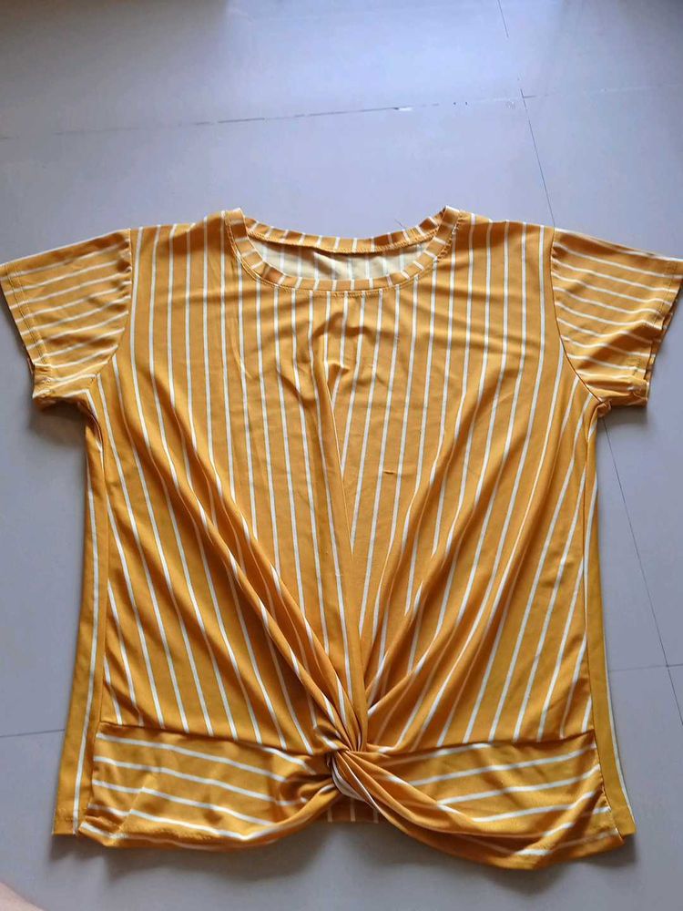 Mustard Yellow Strip T Shirt