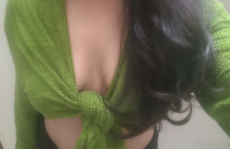 Green Knitted Tie Top