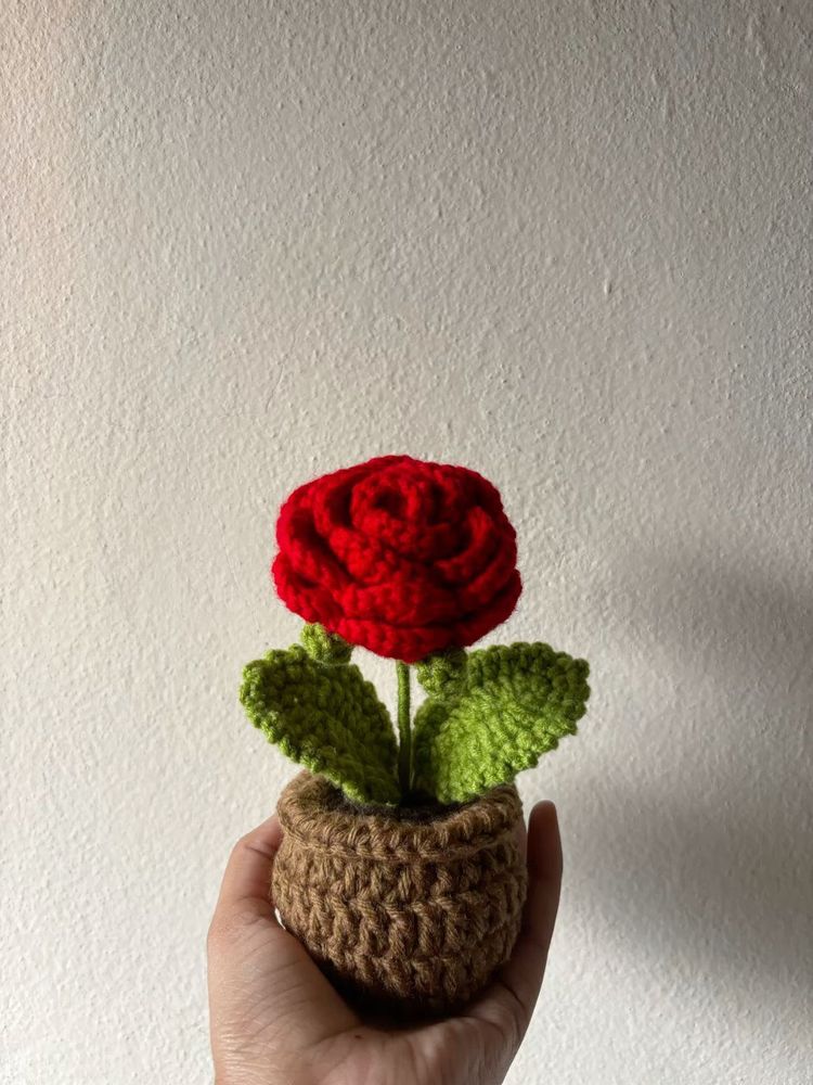 Crochet Rose in Pot