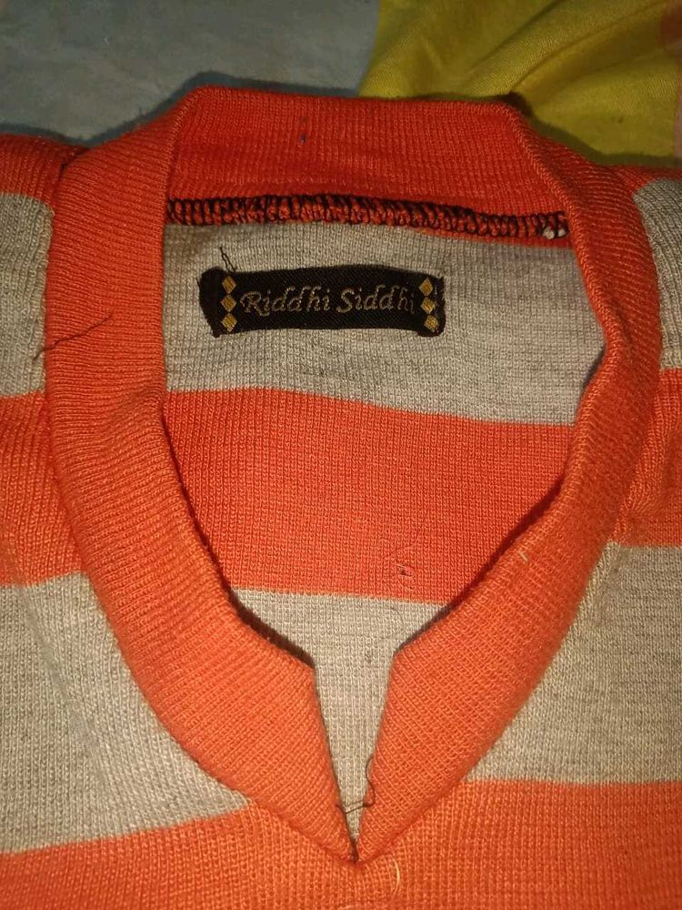 Mens Striped Orange Sweater west pin