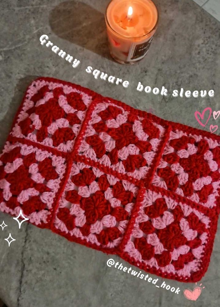 crochet granny square book sleeve