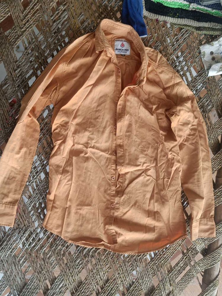 Peach Red Long Sleeve Button Down Shirt
