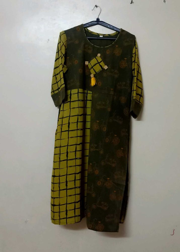 Green Printed Kurta
