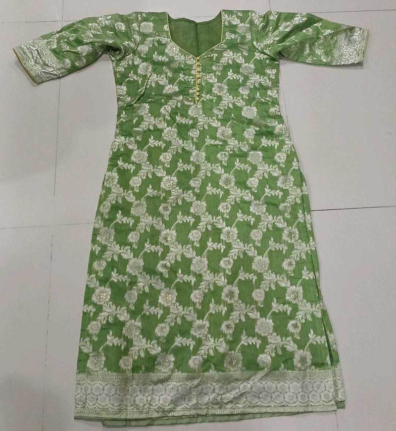 Green Floral Kurta