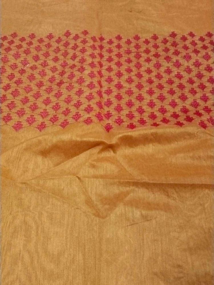 ChanderiCotton Suit Set With Beautiful Red Dupatta