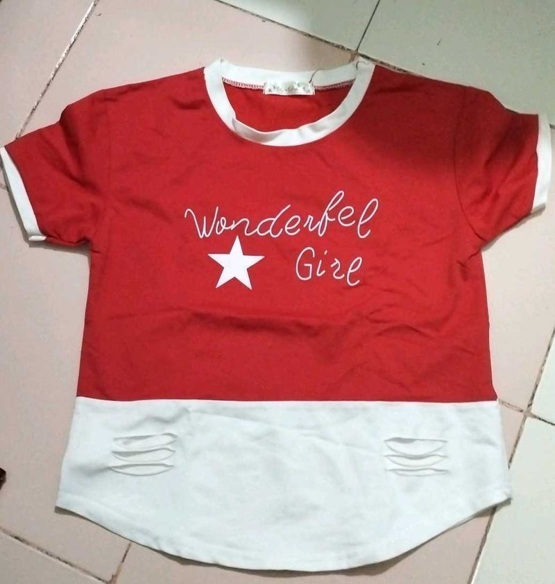 Red &amp; White Graphic Tee