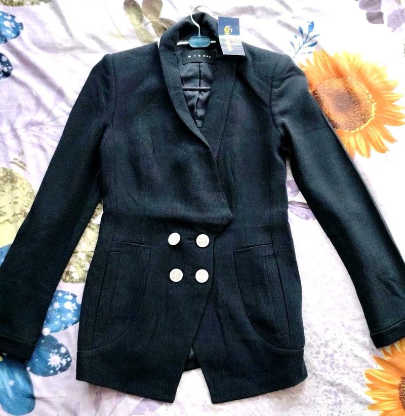 Stylish Blue Double-Breasted Blazer