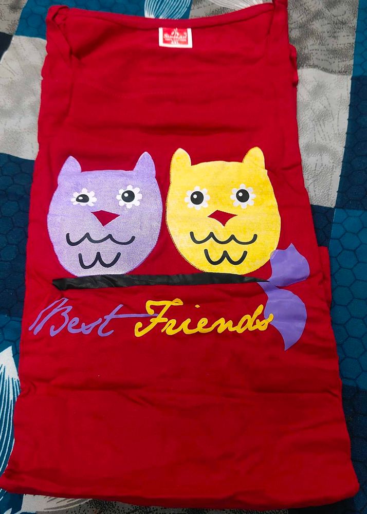 Red T-Shirt with Owls