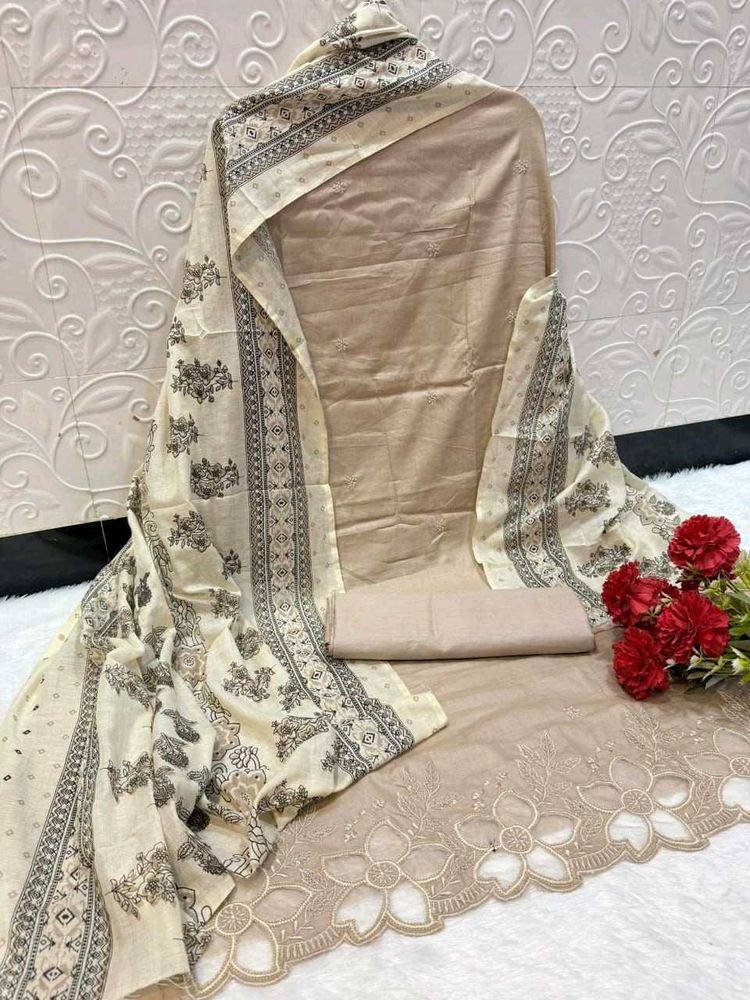 Elegant Beige Embroidered Suit Piece