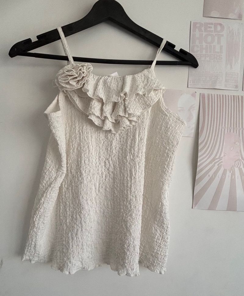 Ivory Ruffle Detail Top