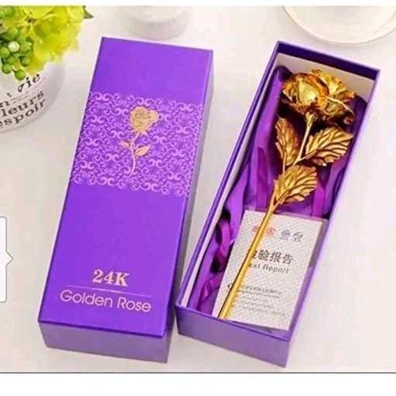 24k Gold Rose &amp; Taddy Bear