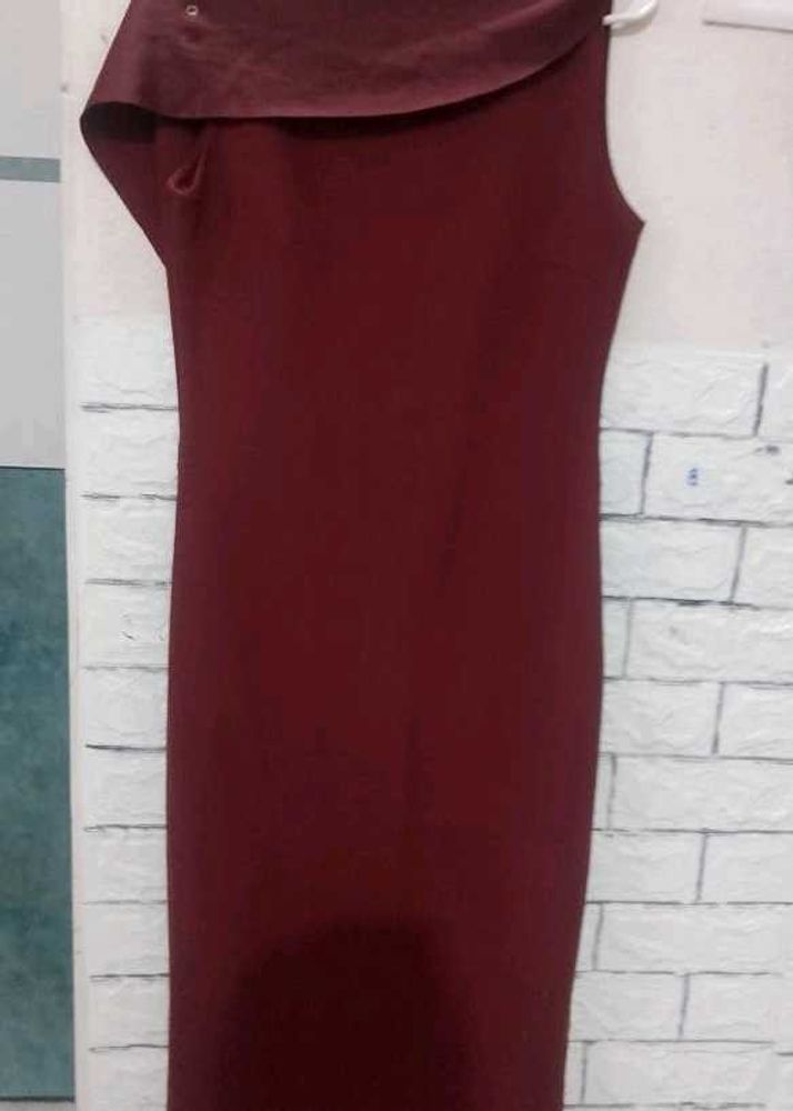 girls Western party wear solid  dark maroon dress