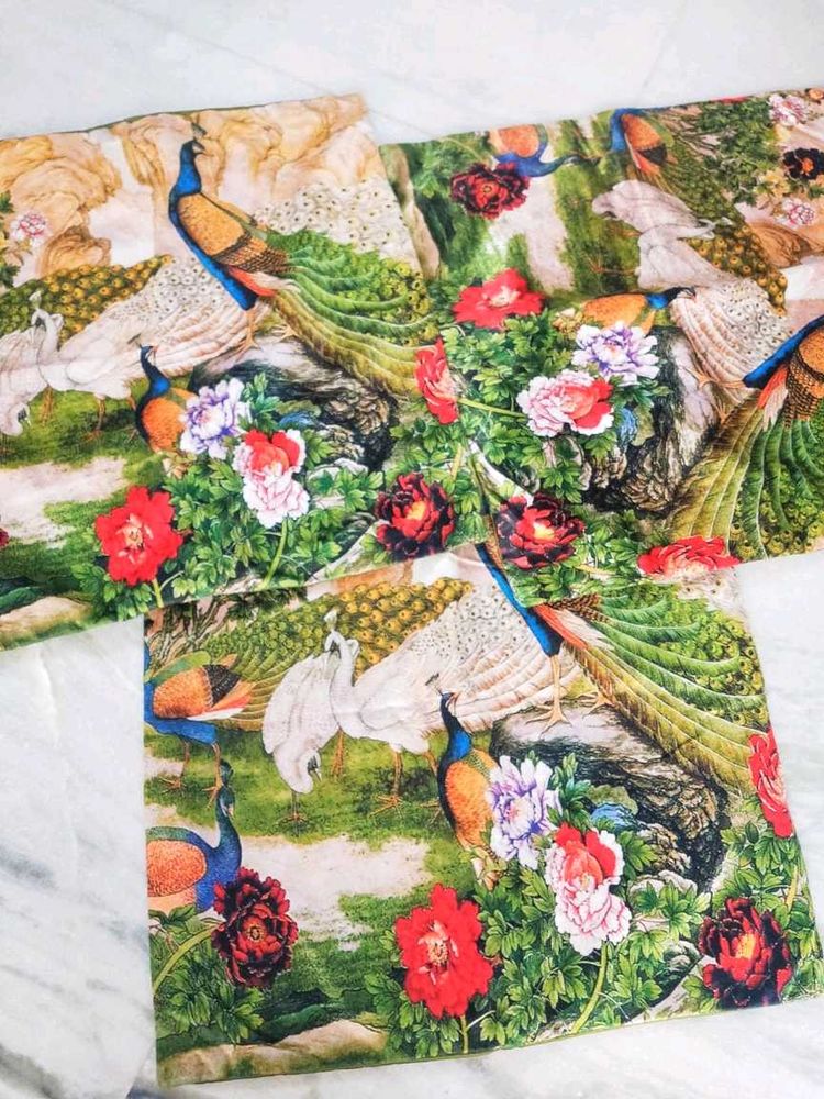 Peacock Print Big Cushion Covers