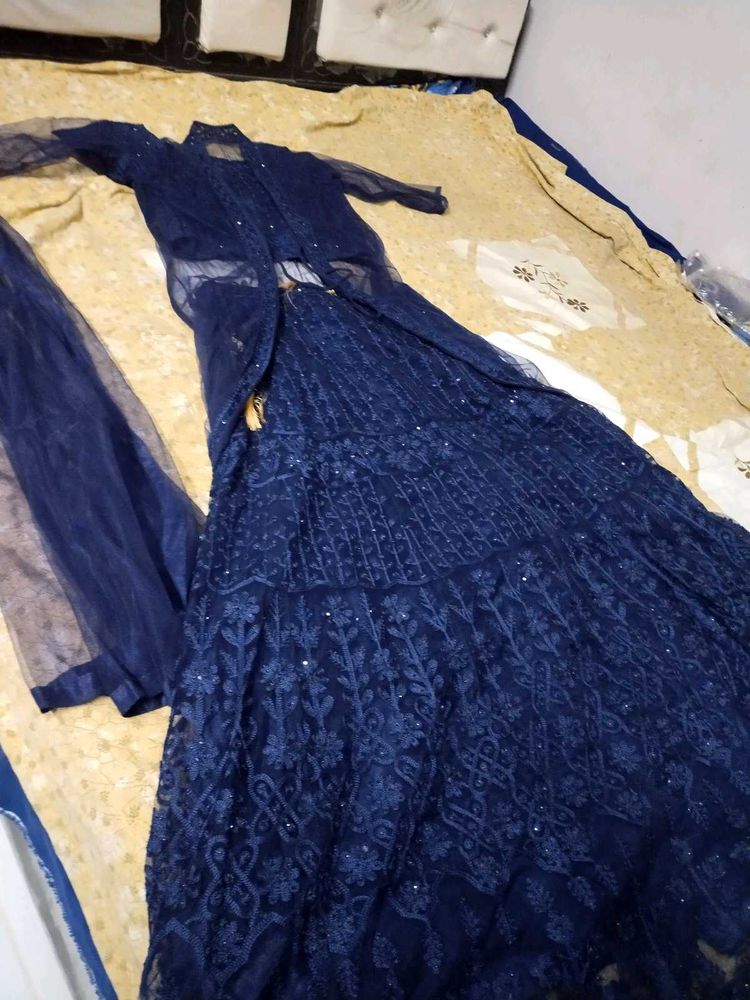 gorgeous Net navy blue lehenga set with jacket n D