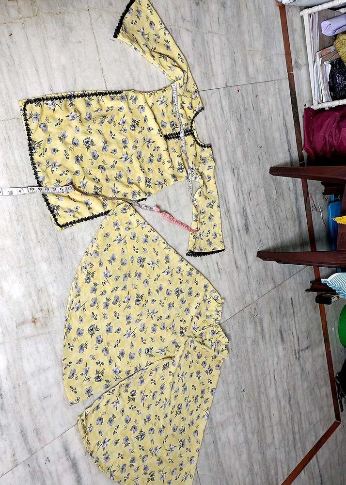 Floral  circular plazo with Pakistani sleeve