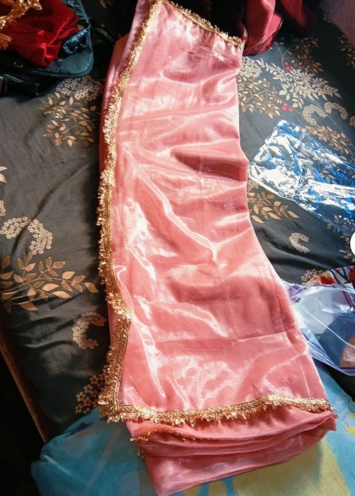 Peach Saree with Unstiched Blause