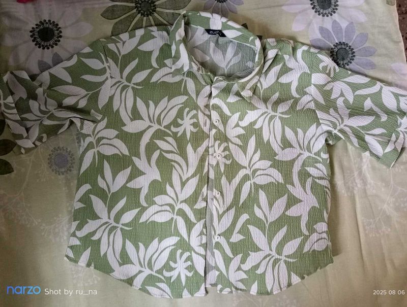 Green Floral Print Shirt