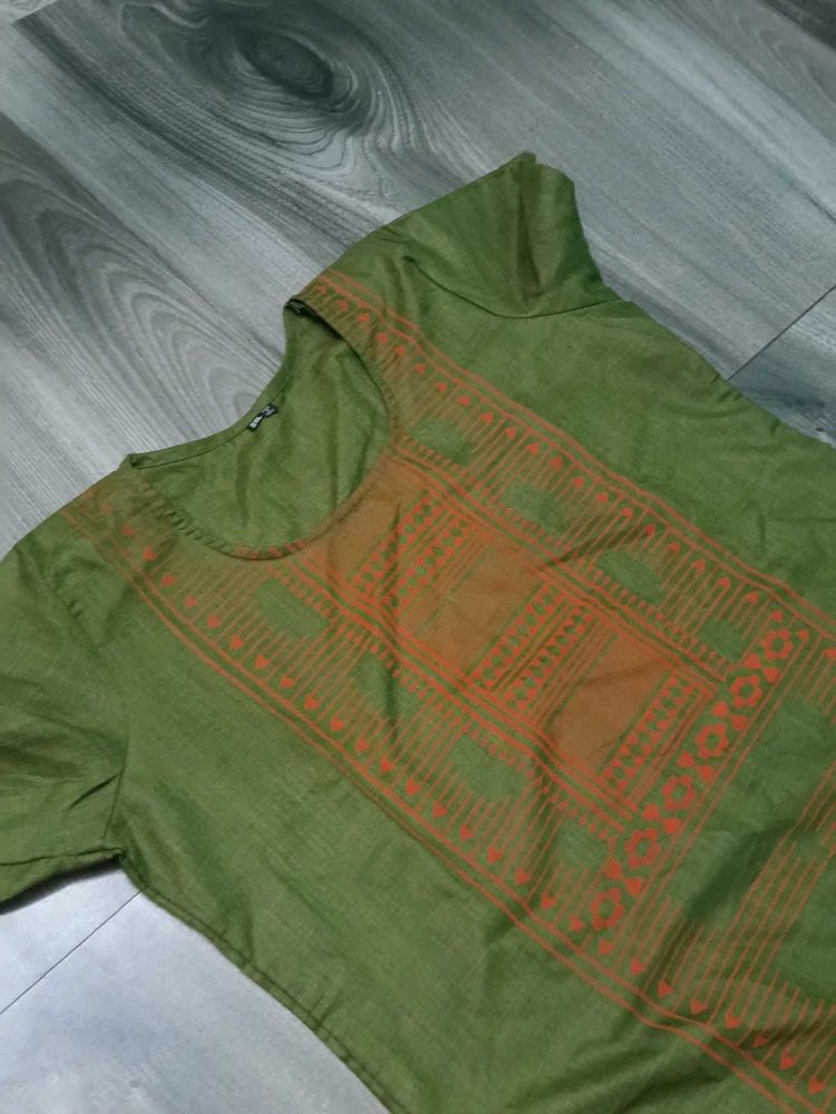 Green Printed Kurta