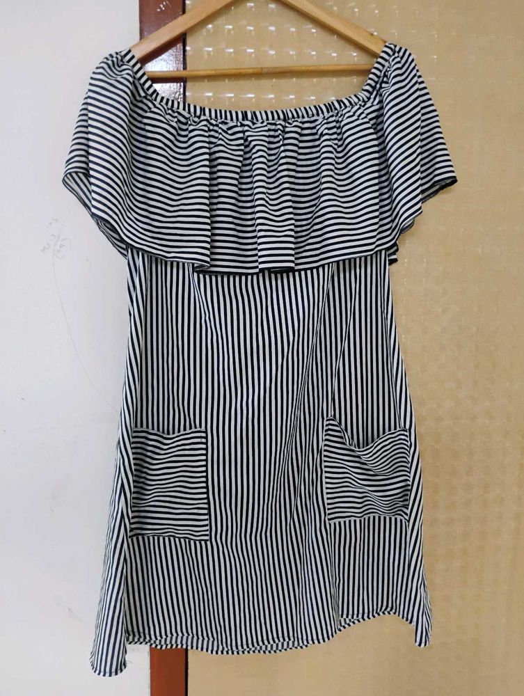 Striped Off-the-Shoulder Dress