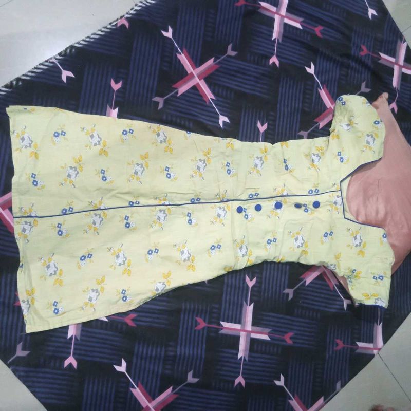 yellow blue combination kurti