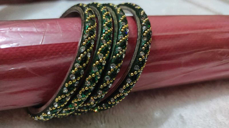 Green &amp; Gold Bangles