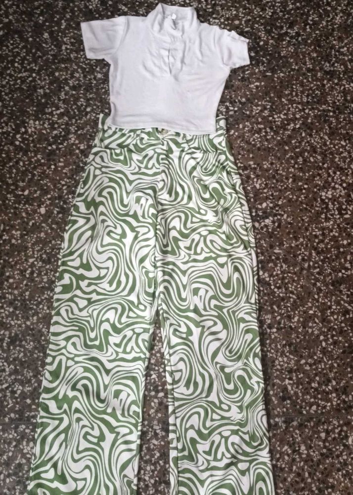 GREEN PRINTED TROUSERS