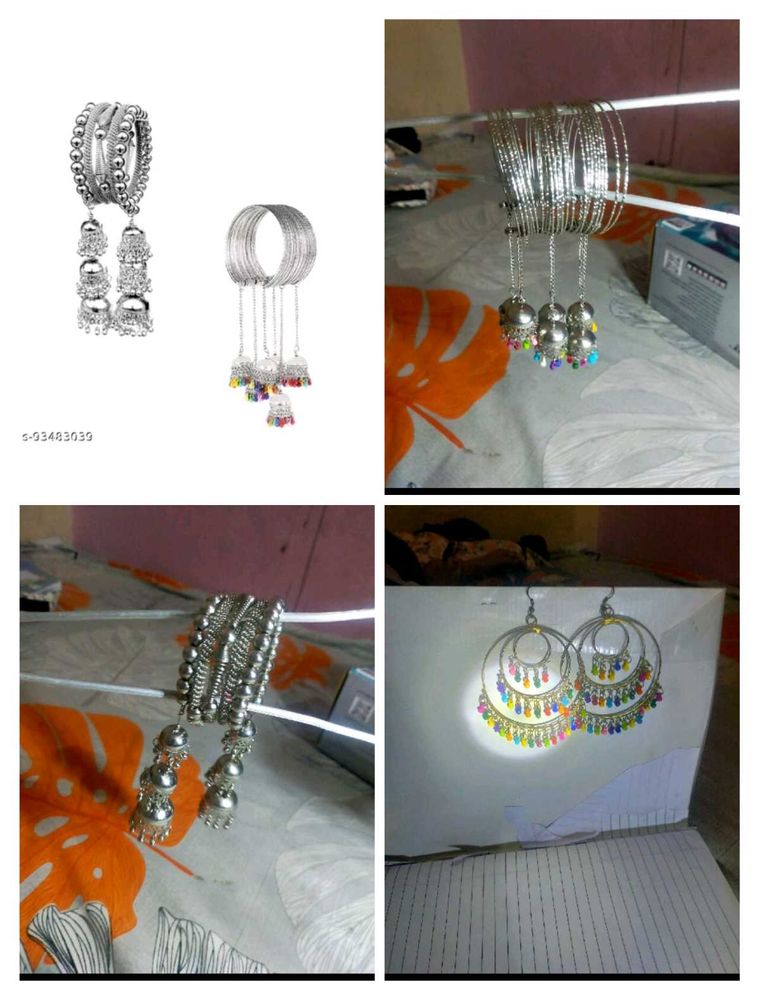 Stylish Silver Bangles (2 Designs)+Matching Jhumke