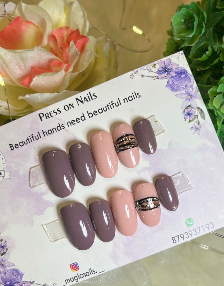 Press On Nails - Mauve &amp; Pink