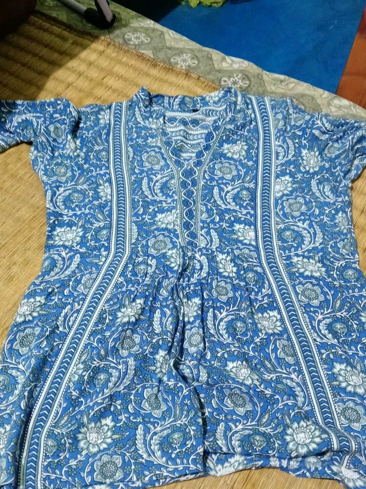 Blue Floral Print Top