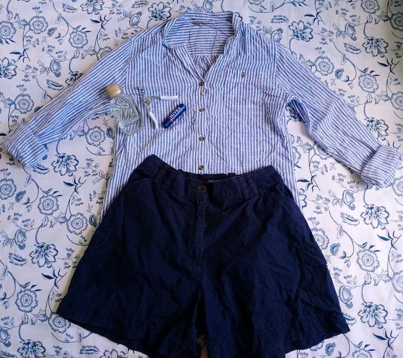 Striped Shirt &amp; Shorts Set
