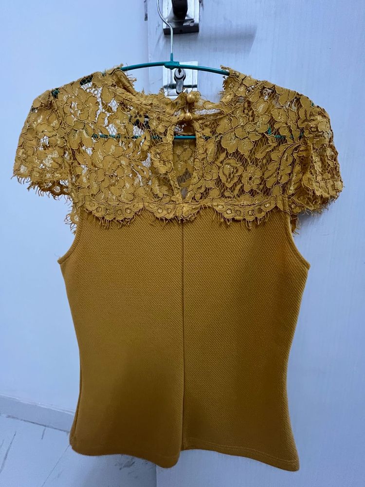 Mustard Lace Top